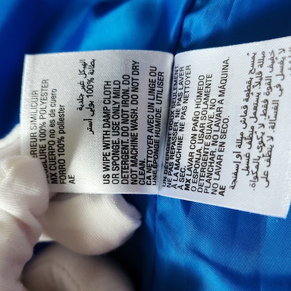 Preloved I.N.C. International Concepts Blue Faux Leather Trench Belted Coat M - Picture 10 of 12